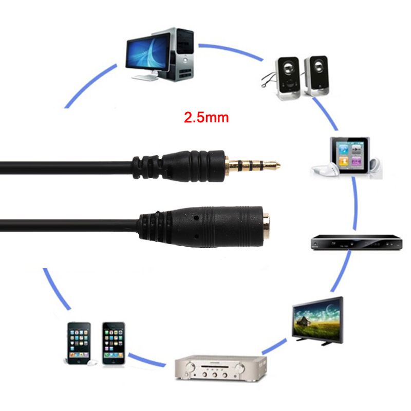 VIVI   150cm 2.5mm Male to Female Jack Extension Audio AUX Cable Cord for Smartphone 2.5mm earphone