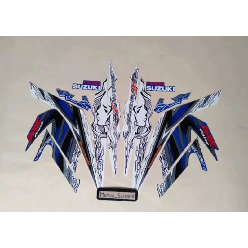 STIKER STRIPING LIS BODY SATRIA FU F150 2011 2012 PUTIH BIRU STANDAR