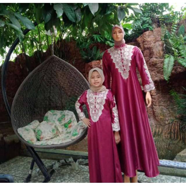 Gamis / kaftan couple lebaran ibu dan anak