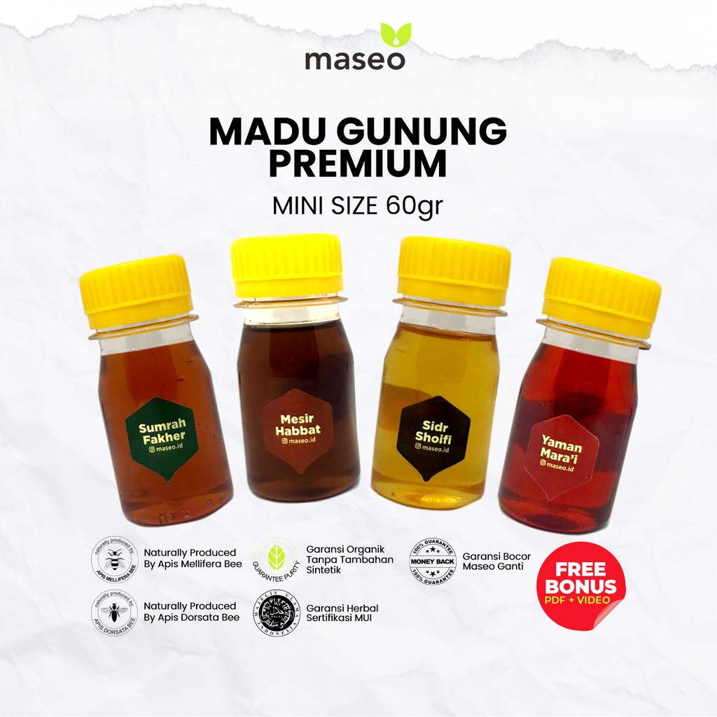 

PAKET BUNDLING HEMAT Madu Gunung Premium Maseo Mini Size 60gr Parcel Kado Hampers Madu Yaman Madu Mesir