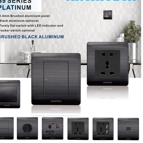 New ARCHITECH SAKLAR PLATINUM BLACK B9 ARCHITECH / SKONTAK / SAKELAR / SAKLAR RUMAH 