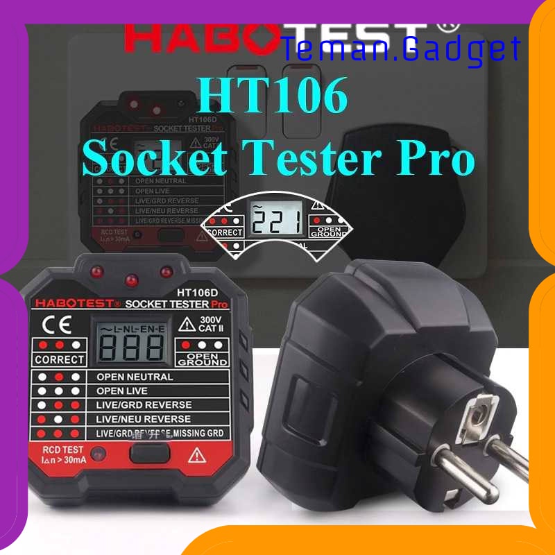 TG-DG551 HABOTEST STOP KONTAK VOLTAGE TESTER SOCKET DETECTOR EU PLUG - HT106D