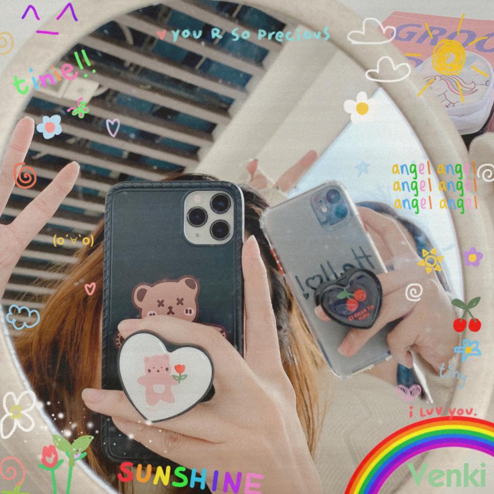 Popsocket Hp Bentuk Hati / Beruang / Ceri Model korea