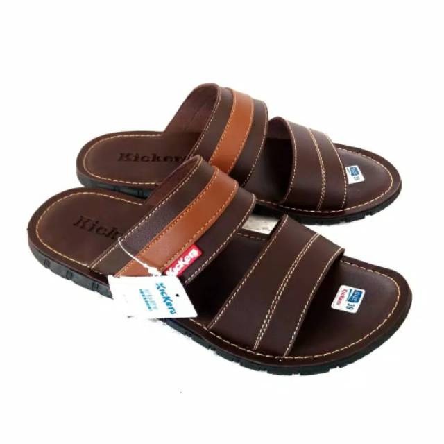 Sandal Pria Selop Kulit Elastis Kickers Berkualitas | Sandal Pria Model Terbaru | Sandal Cowok Casual