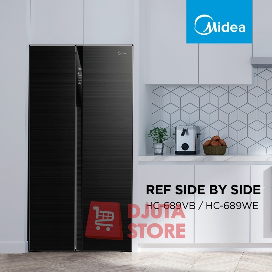 KULKAS SIDE BY SIDE MIDEA HC-689VB 610 LITER ELEGANT BLACK