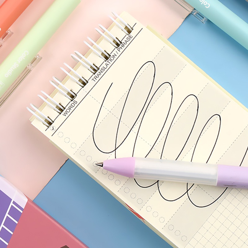 6pcs Pulpen Gel Tinta Hitam 0.5mm Dengan Ujung Peluru Retractable Untuk Pelajar