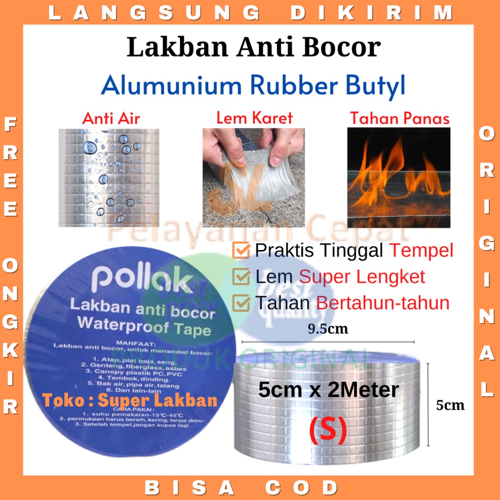 Lakban Anti Bocor Tambal Atap Toren Pipa Lakban Talang 5CMx2M Tahan Air Anti Panas