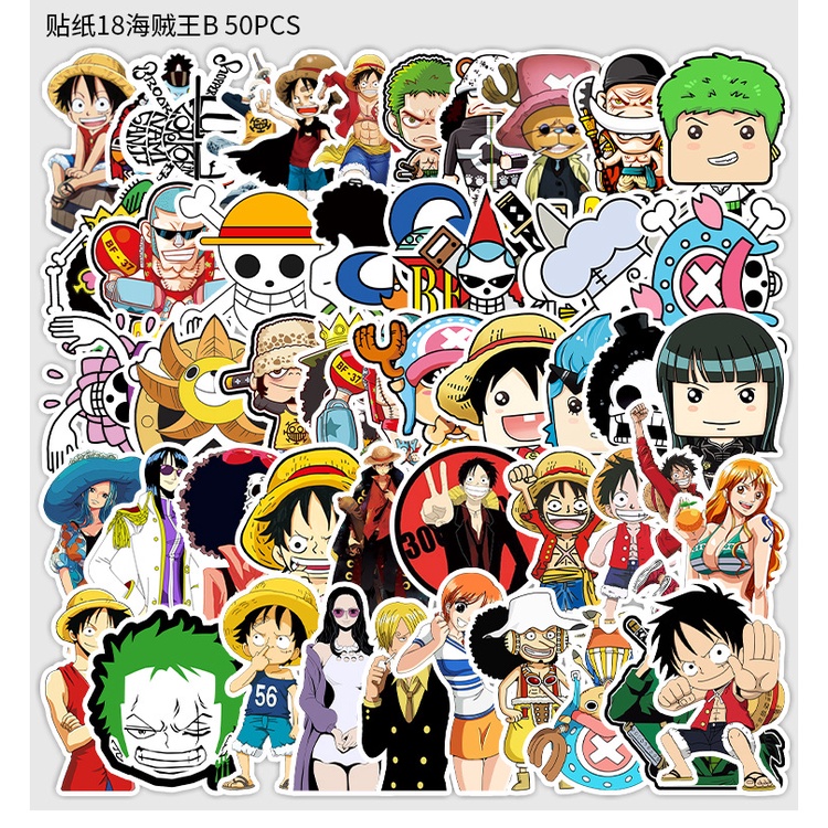 One piece kartun graffiti sticker komputer skateboard mobil sepeda motor gitar dekoratif stiker