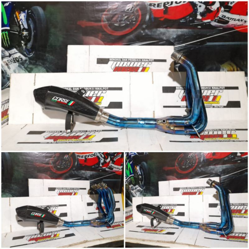 Knalpot CORSE Ninja ZX25R Carbon Underbelly BlueMoon Full System PNP