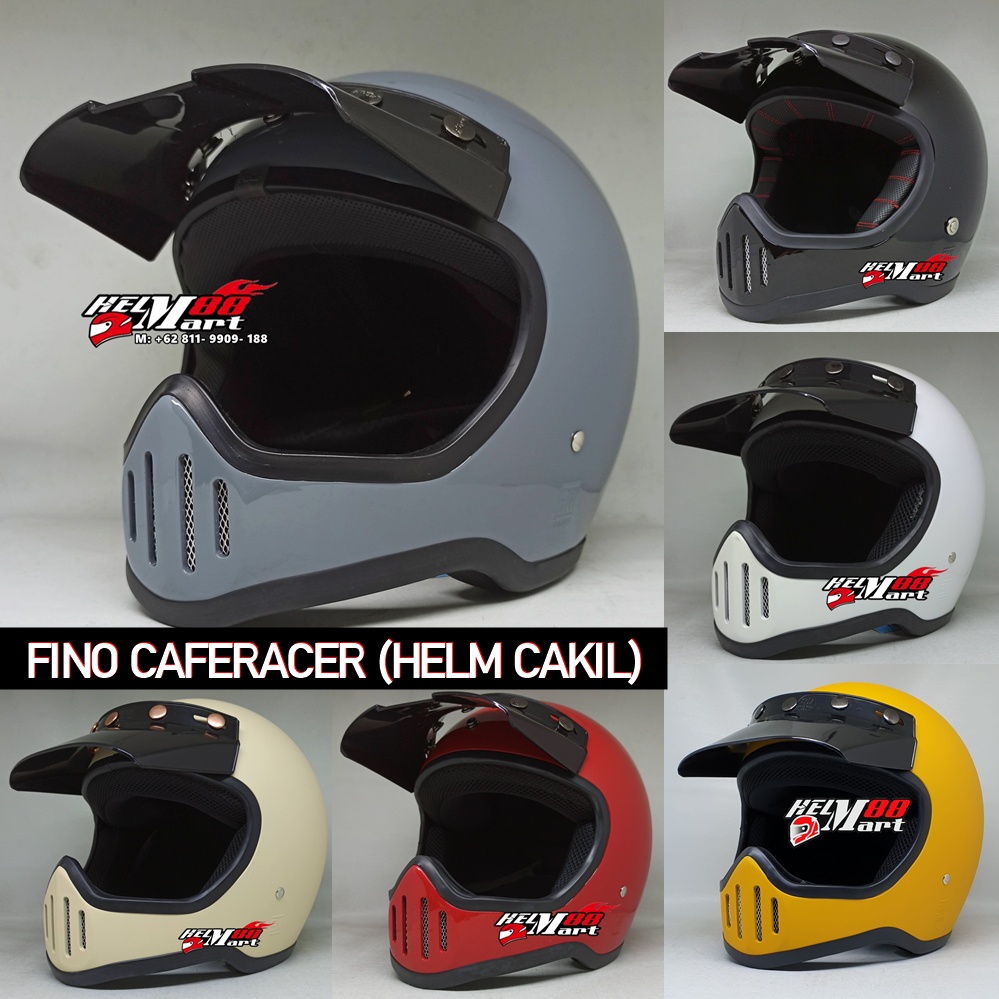 Helm Cakil FINO Cafe Racer Cakil Premium Helm Fullface (FREE Cheekpad) FINO CAKIL