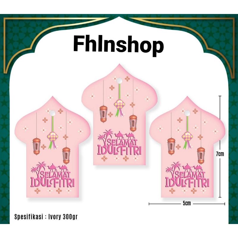 

(20pcs) hangtag lebaran pink ramadhan idulfitri/penanda penghias box hampers souvenir