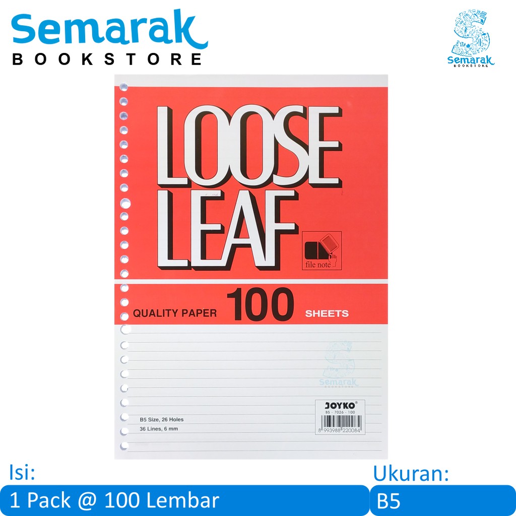 

Kertas Binder Joyko 7026 Loose Leaf B5 [1 Pack @100 Lembar]