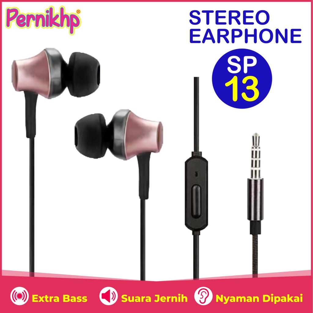 HEADSET HANDSFREE WELLCOMM Extra Bass Stereo Earphone SP-13 Original by WELLCOMM High Quality