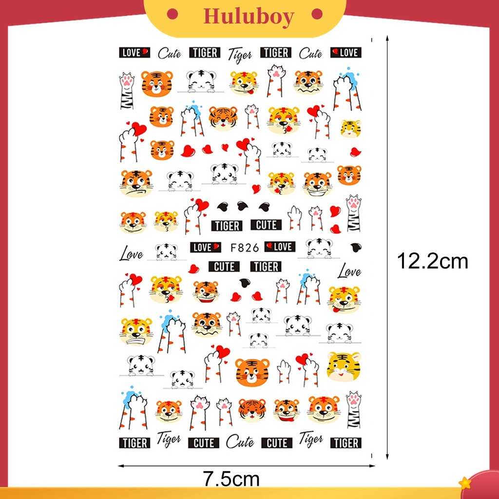 Huluboy Huluboy♡ Stiker Kuku 3D Motif Hewan Harimau Untuk Manicure