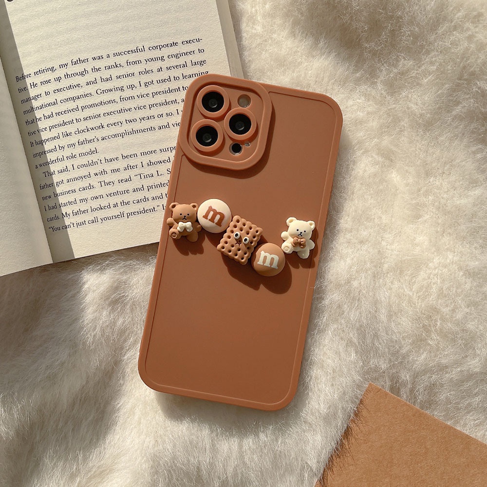 Soft Case Silikon Desain Cookie Bear 3D Untuk Iphone 13 12 Mini 11 Pro Max X Xs Xr 8 7 Plus Se