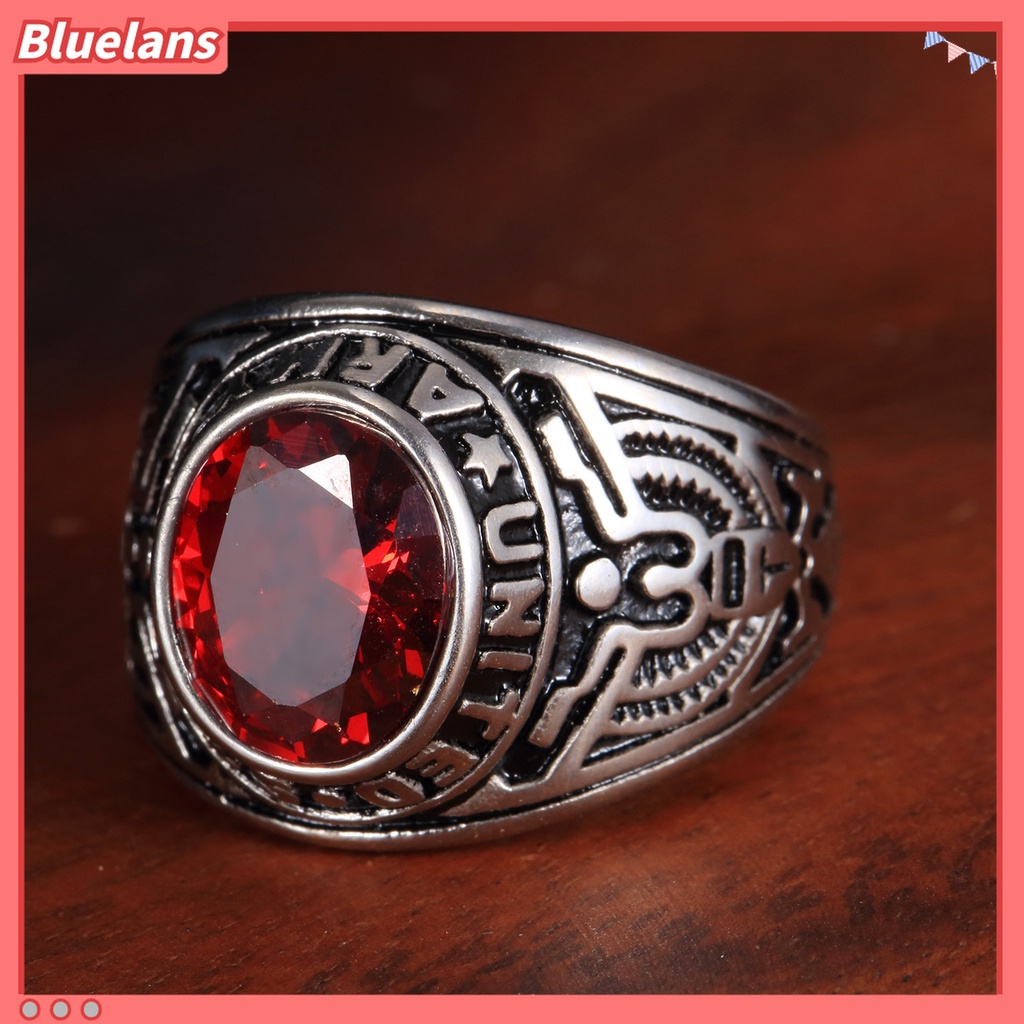 Bluelans Cincin Bahan Titanium Steel Aksen Berlian Imitasi Untuk Pria Dan Wanita