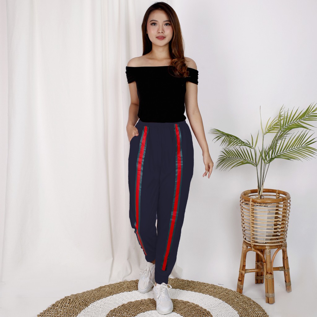 Celana jogger panjang wanita dewasa variasi list model terbaru  -  Xshop Intan