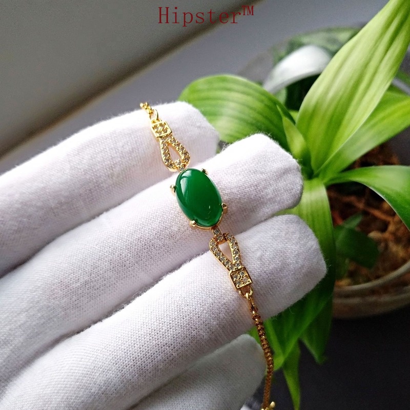 Exquisite Refined Grace Fashion Natural Emerald Gold Bracelet