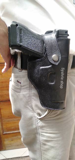 Holster sarung pistol pinggang kulit asli glock hs9 baretta dll