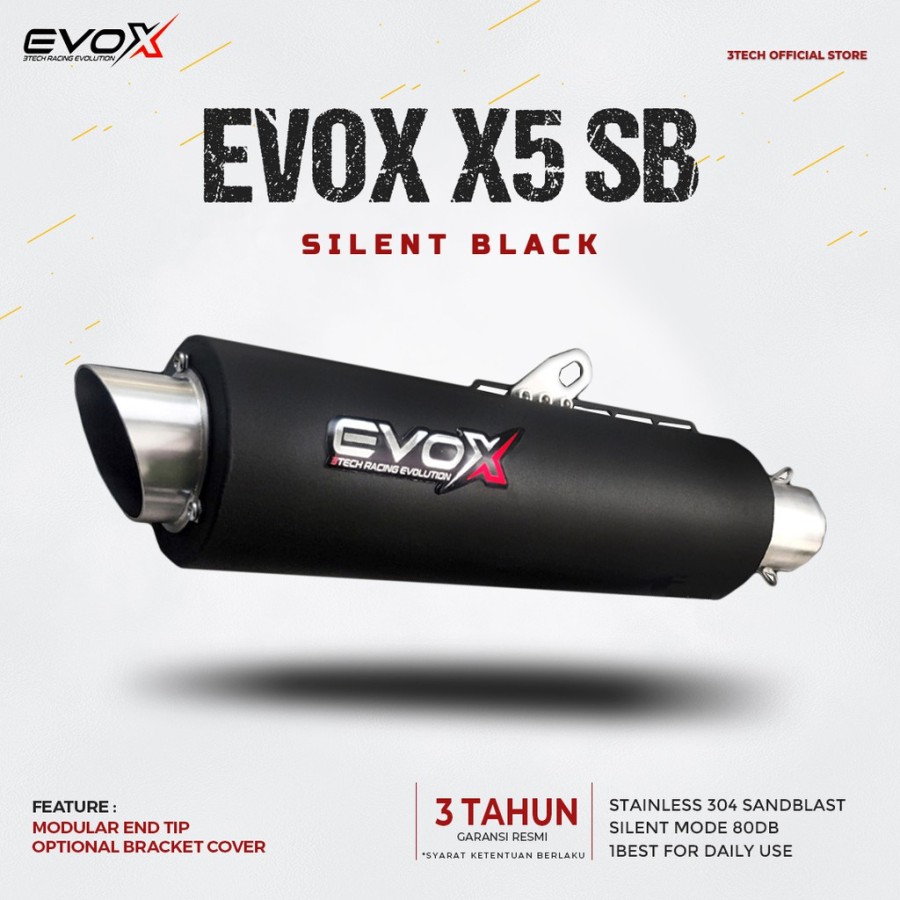 Knalpot Silent Evox X5 SILENT Series Untuk motor 250cc 2 Silinder Original Bergaransi