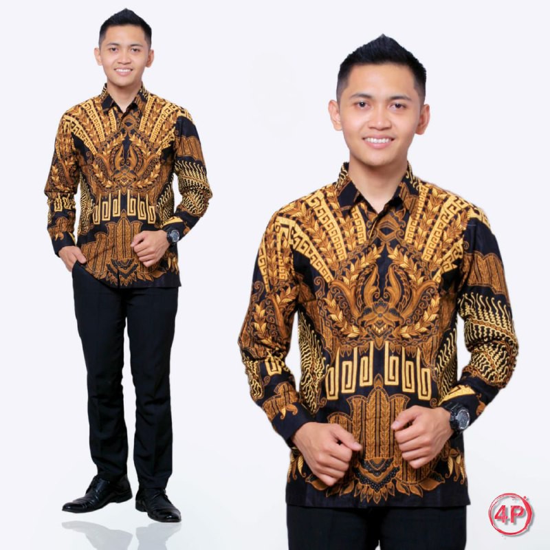 BSWART BATIK HRB026 Kenongo Hem Pendek Padi Pekalongan M L XL Batik Pria MURAH