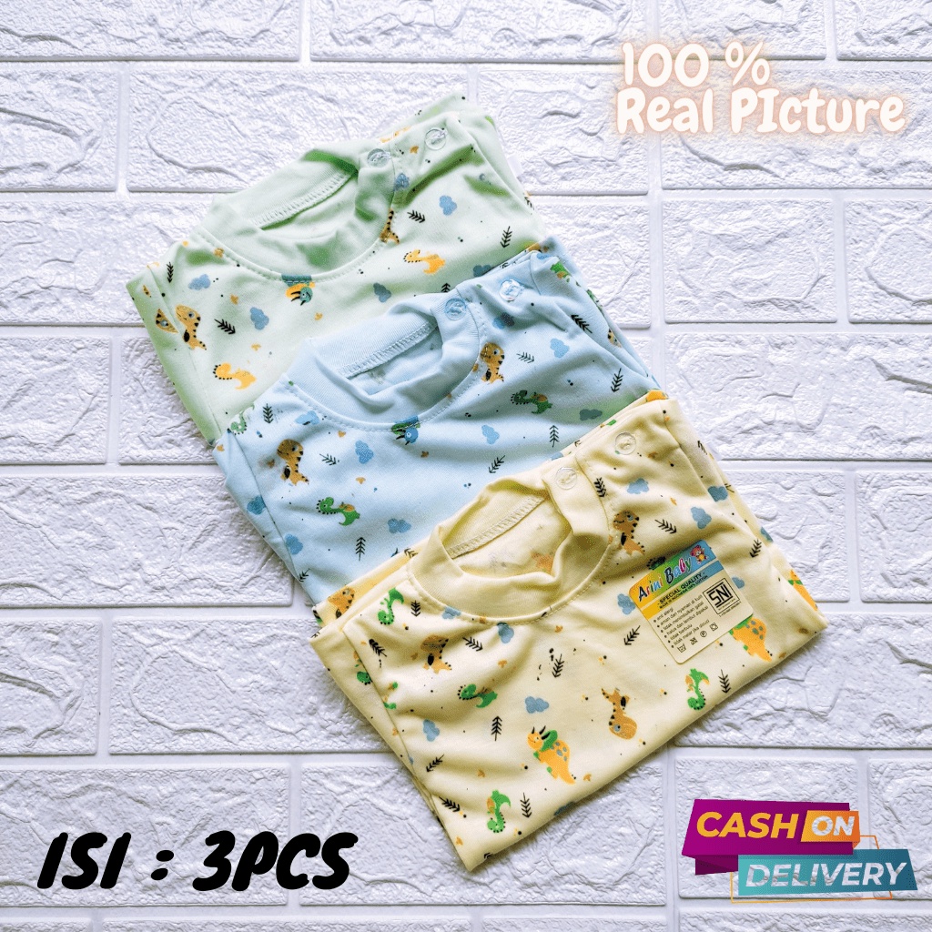 3 PCS Baju Bayi Kaos Oblong Atasan Baju Anak Lengan Pendek Ukuran S M L XL Meyriana Collection