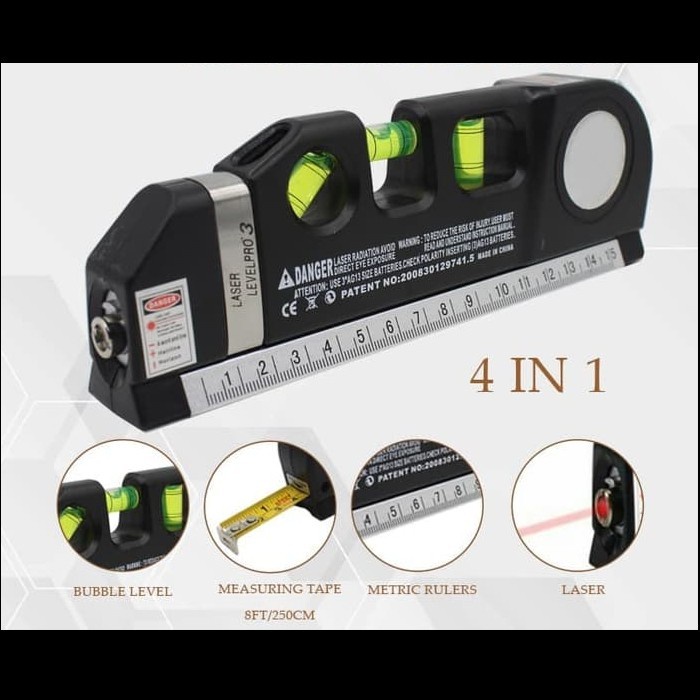 GOOD Meteran Laser Waterpass 4 in 1 Laser Level Pro 3 with Tape Measure