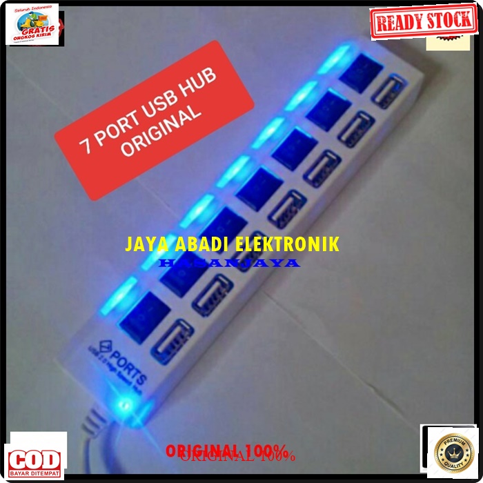 G246 ORIGINAL USB HUB 7 PORT SAKLAR SLOT PENAMBAH SAMBUNGAN CABANG IN OFF 7IN1 CABEL KABEL CABLE KONEKTOR KOMPUTER FLASH DISC DRIVE PENGHYBUBG ADAPTOR ADAPTER  ORIGINAL usb hub saklar 7port port slot sambungan device alat penambah cabang On Off 7in1 cable