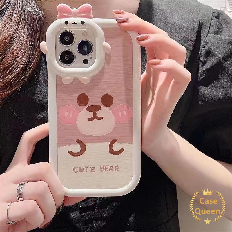 Bow-knot Little Monster Beruang Lucu Case Oppo A17 A7 A5s A12 A95 A76 A96 A16K A52 A16 A74 A55 A57 2022 A15 A57 2022 A53 A17K A3s A12E A54 A31 A5 A9 A16s A15s A36 Reno8 7 5 Gamis 5F 4F