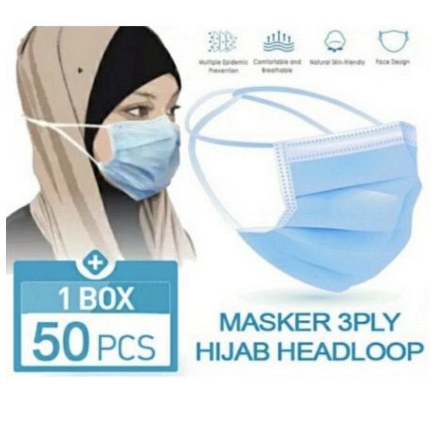 masker pelindung wajah earloop dan headloop 3ply facemask mask