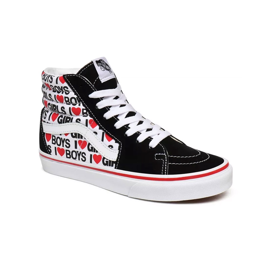 SEPATU VANS OFF THE WALL | SK8 HI I HEART BLACK TRUE WHITE