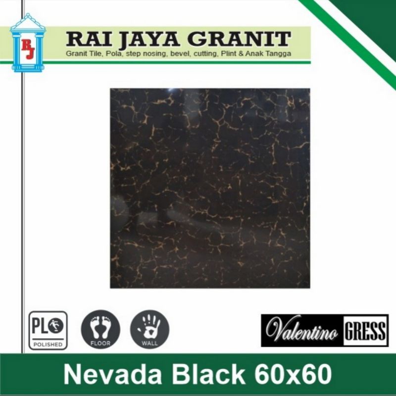 Granit Lantai 60x60 Nevada Black Valentino Gress