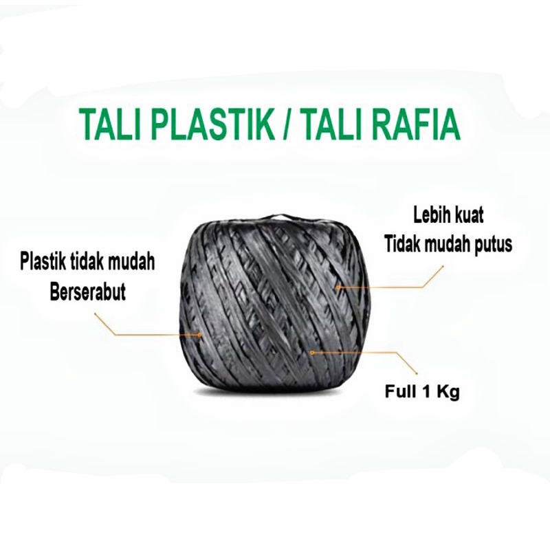 TALI RAFIA / TALI PLASTIK 1 ROLL BESAR 1KG WARNA HITAM