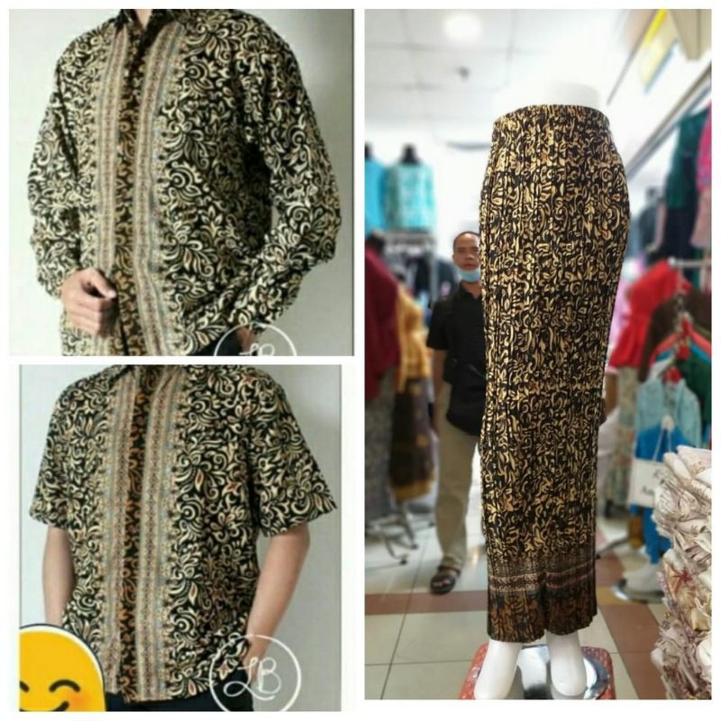 kemeja batik couple / kemeja batik pria / kemeja lengan pendek / Couple Rok plisket / hem batik pria