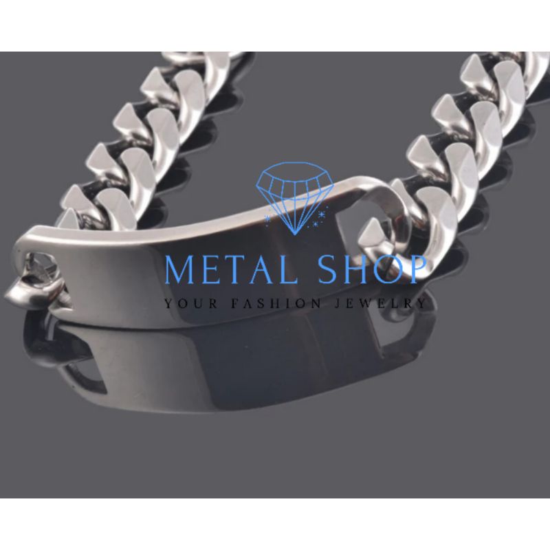 Gelang Rantai Plat Pria Wanita Titanium Anti Karat