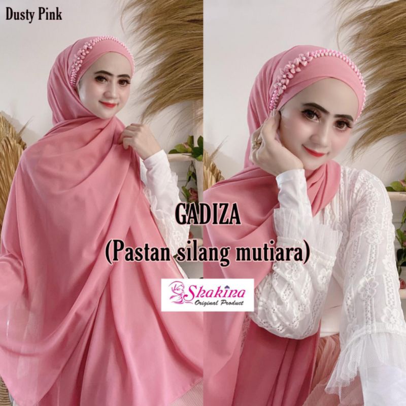 Jilbab Pashmina Instan Pastan Gadiza Silang Mutiara Ori Shakina-Dusty Pink