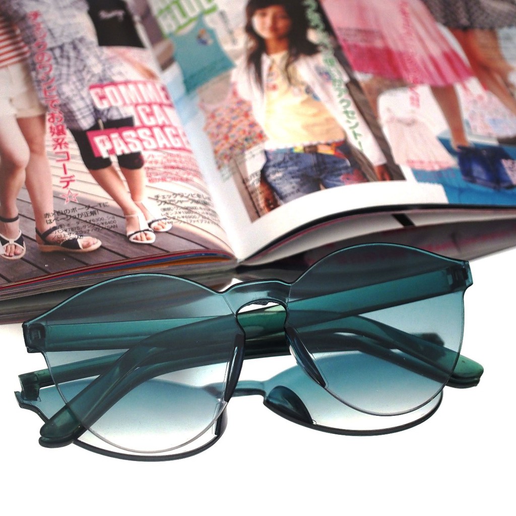Kacamata Jelly Pria Wanita Kacamata Fashion Murah / Kaca Mata Candy Sunglasses Korea Warna Warni-19. Grad Green