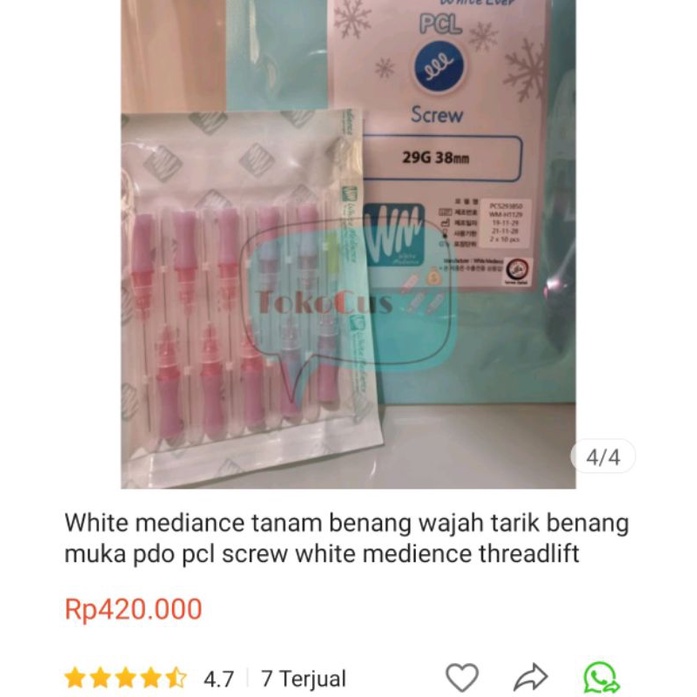 white mediance / hiko / threadlift wajah / benang pdo pcl / mono screw / threadlift hidung /tanam be