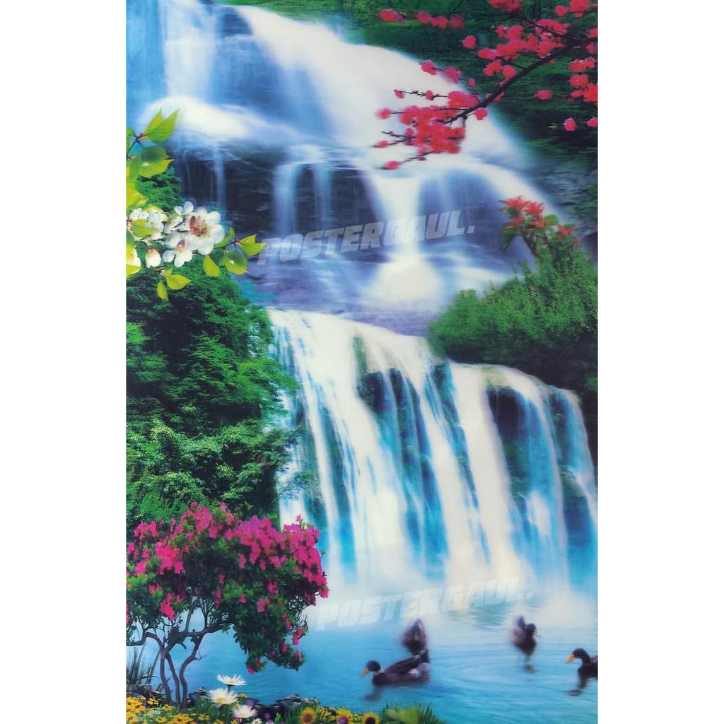 Poster Dinding Wallpaper 3d Pemandangan Air Terjun 3d92 Size