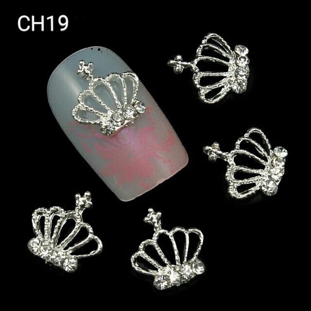 1 pasang (2pcs) CH19 nail art charm crown charm mahkota nail art hiasan kuku alloy aloy