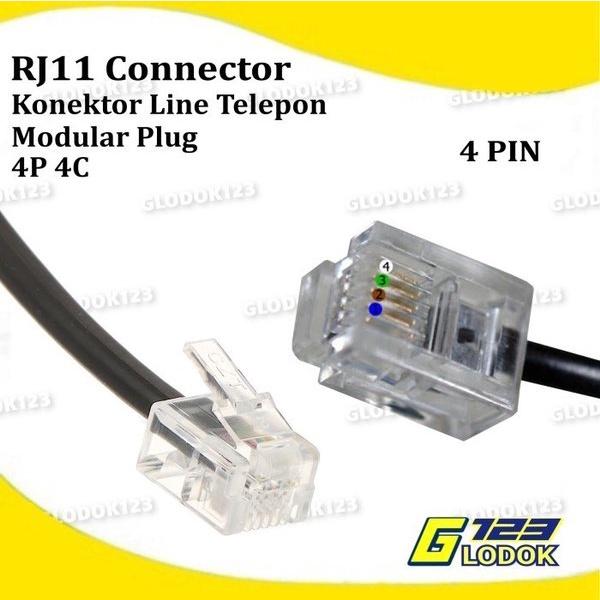 Connector RJ11 Jack Telephone Line 4 Pin Konektor 6P4C Modular Plug