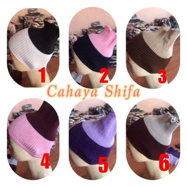 (Bisa pilih warna )bandana ciput rajut two tone 2 warna