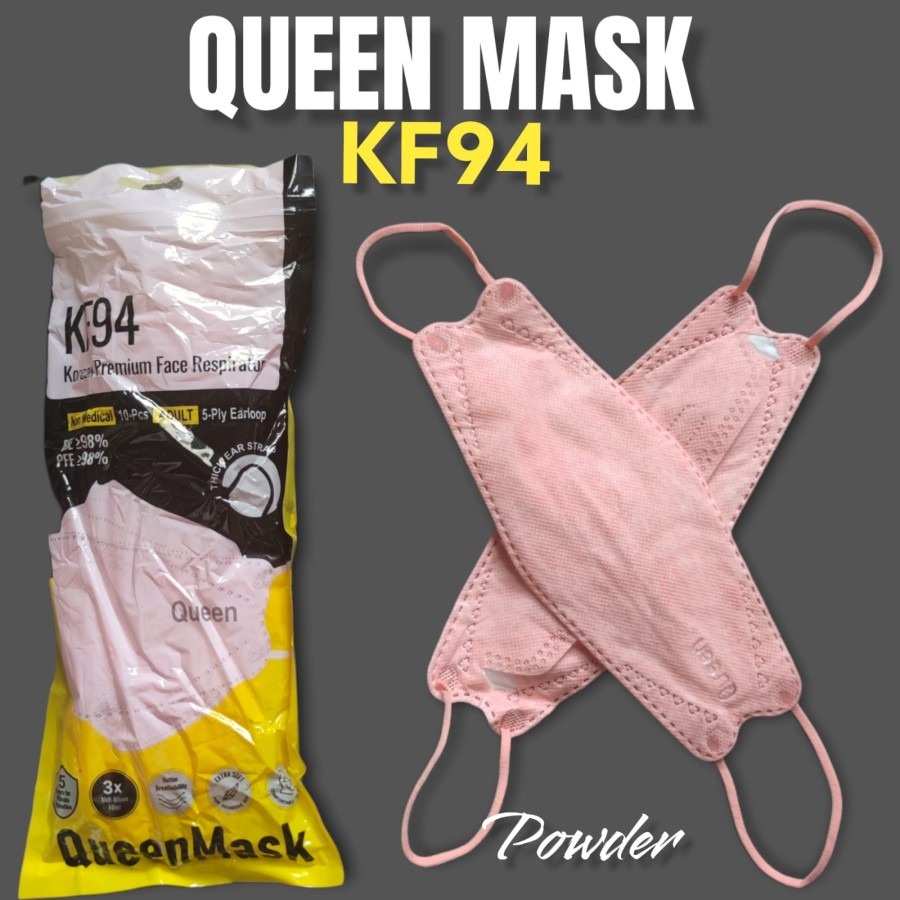 Masker KF94 5Ply QueenMask Emboss Medical Grade Disposable Face Mask 1 PACK isi 10 PCS