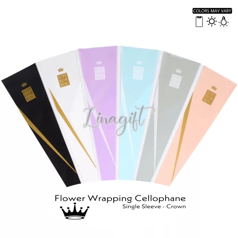 ( 5 Lembar ) SINGLE SLEEVE CROWN - FLOWER ROSE PACKING BAG - FLOWER WRAPPING PAPER 50x10 CELLOPHANE PLASTIC / KERTAS BUNGA / BINGKISAN INDIVIDUAL VALENTINE DIY FLORIST BUKET BUNGA ROMANTIC VALENTINES MAWAR BUKET