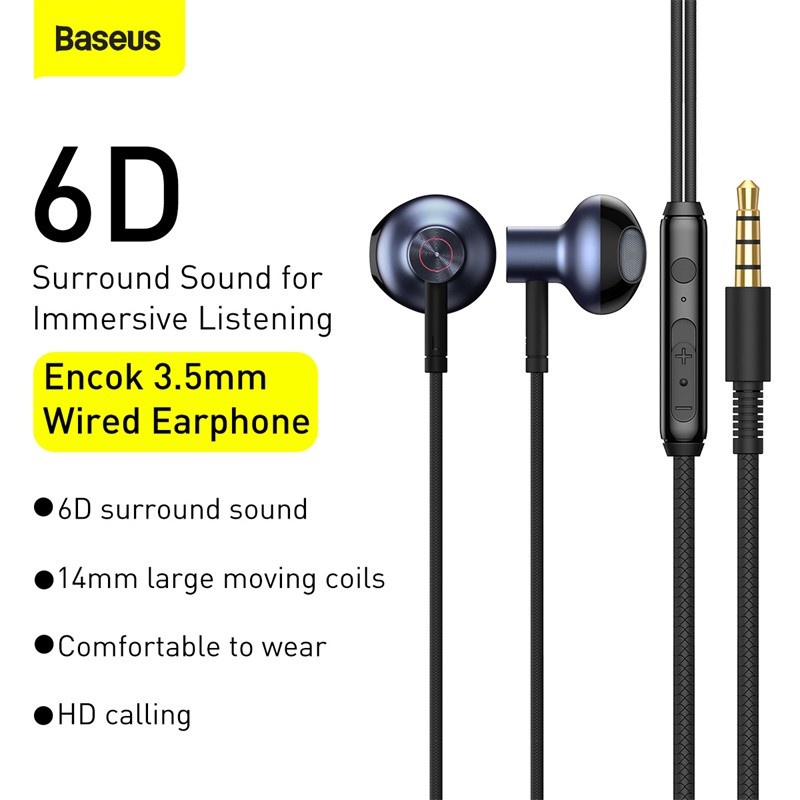 BASEUS Encok 3.5mm Wired Earphone H19 NGH19