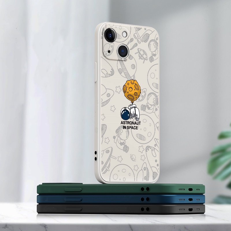 Case Bahan Silikon Desain Astronot Luar Angkasa Untuk VIVO V27E IQOO Z7X Y16 Y35 Y22 Y15S Y15A Y33S Y21T Y20i Y12S Y53 Y11 Y15 Y17 Y91C Y95 V19 Y30