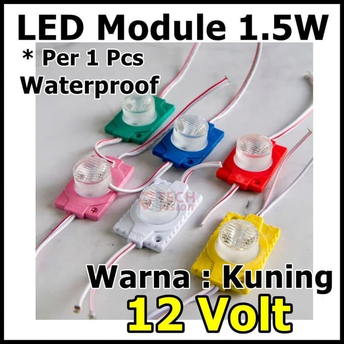 LED Module Batang 12Volt 12V 1 mata 1.5W lensa waterproof Warna Kuning