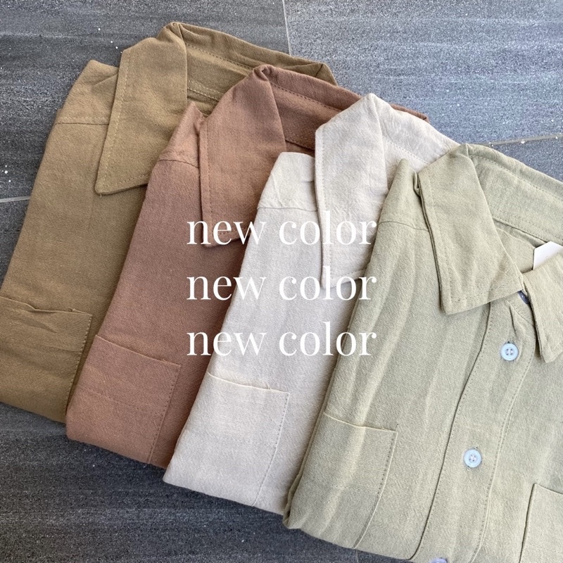 SIVALI Kemeja Crop Linen Pocket - Oversized Shirt Linen - Outer Crop Linen - Atasan Wanita 991