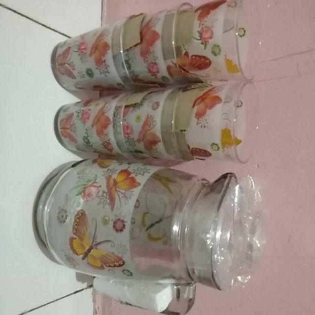 Drink Set Kaca Lazetta/drink Set Kaca/teko Teh/teko Gelas Unik/drink Set Lazetta