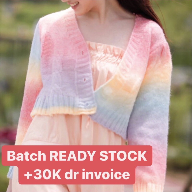 Vone official Mujigae Cardigan rainbow READY STOCK voneofficial pastel jaket knit jacket NEW crop